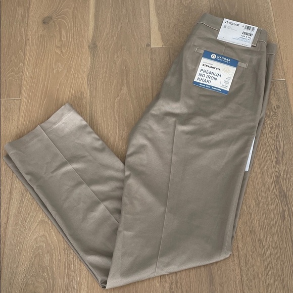 Haggar Men's Straight Fit Khaki Chinos Dress Pants 32W x 34L - NWT - Picture 4 of 9